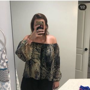 Snake Skin flowy off the shoulder top